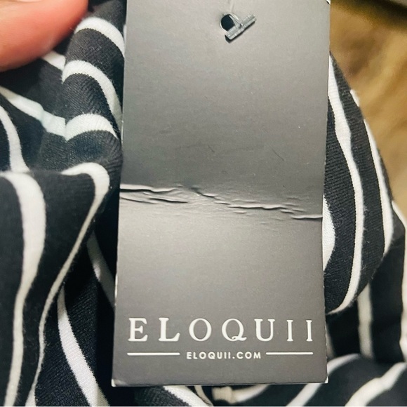 Eloquii Mock Neck Black Stripe Dress 20 - Picture 8 of 9